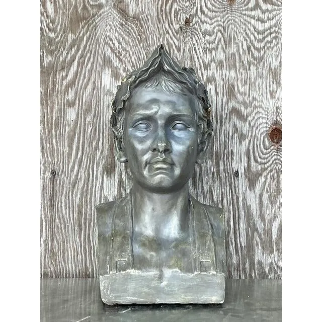 Vintage Boho Plaster Bust of Man - Synthetic, 9.75W x 18H — additional photo 8