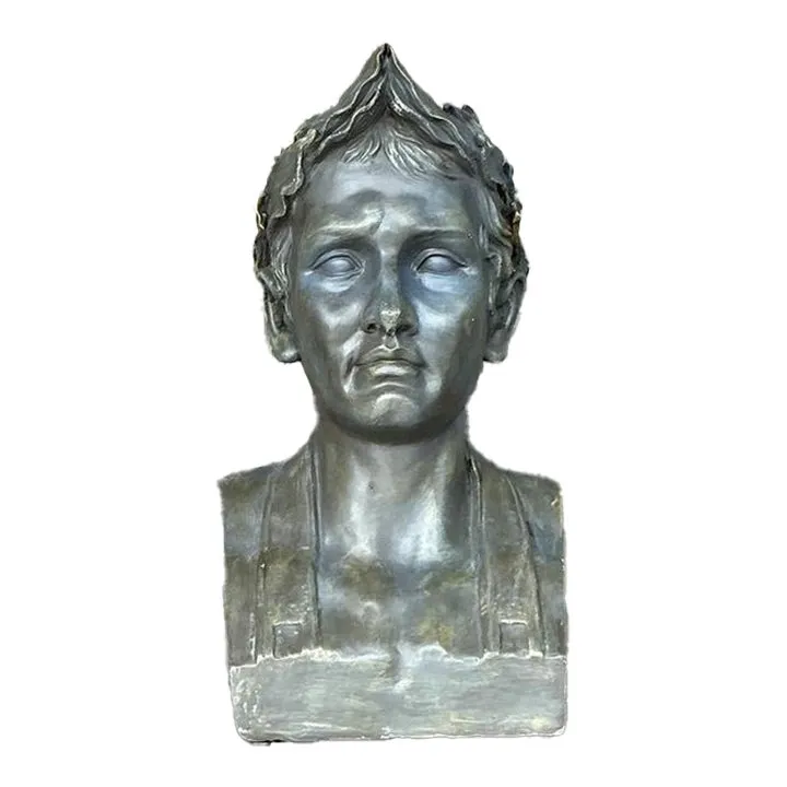 Vintage Boho Plaster Bust of Man - Synthetic, 9.75W x 18H — additional photo 1