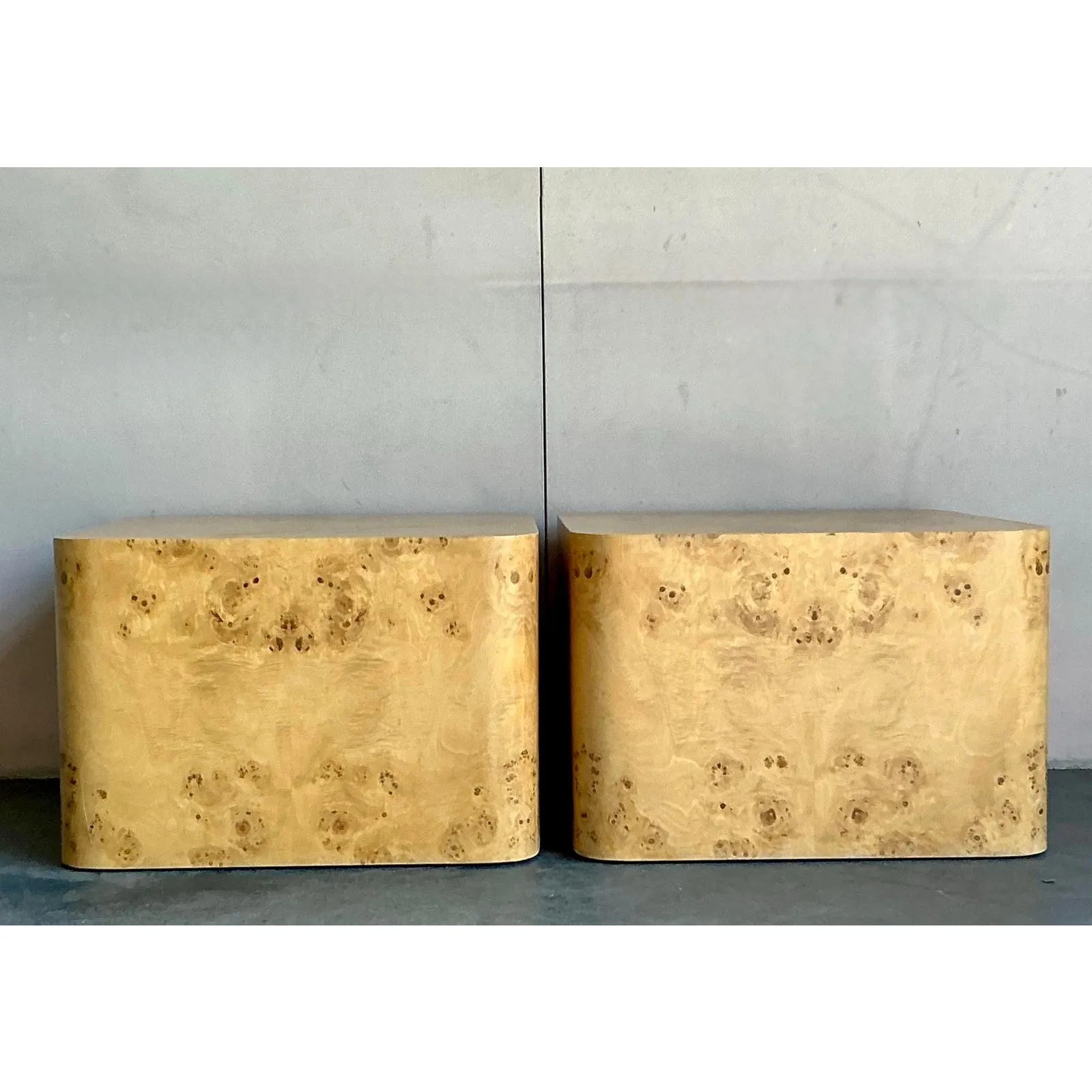 Vintage Boho Intrex Burl Wood Side Table - A Pair — additional photo 2