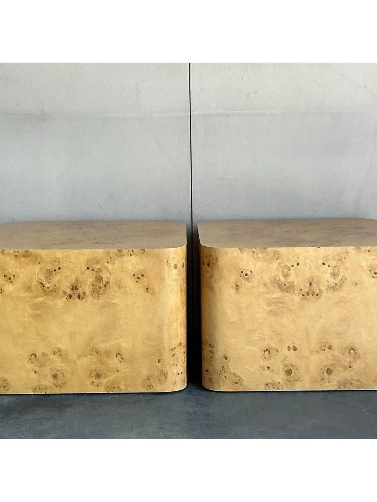 Vintage Boho Intrex Burl Wood Side Table - A Pair — additional photo 2