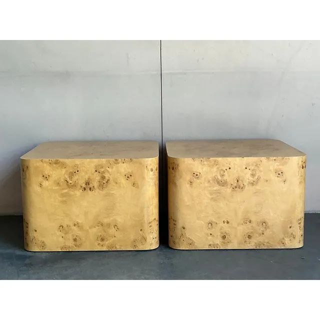 Vintage Boho Intrex Burl Wood Side Table - A Pair — additional photo 3