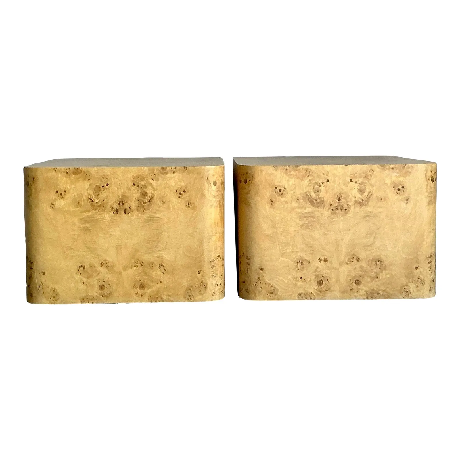 Vintage Boho Intrex Burl Wood Side Table - A Pair — additional photo 1