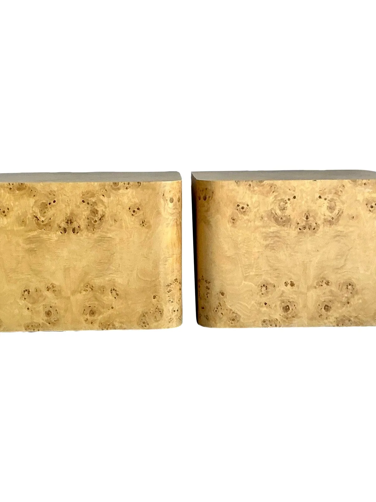 Vintage Boho Intrex Burl Wood Side Table - A Pair