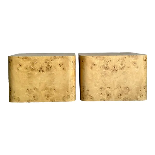 Vintage Boho Intrex Burl Wood Side Table - A Pair — additional photo 1