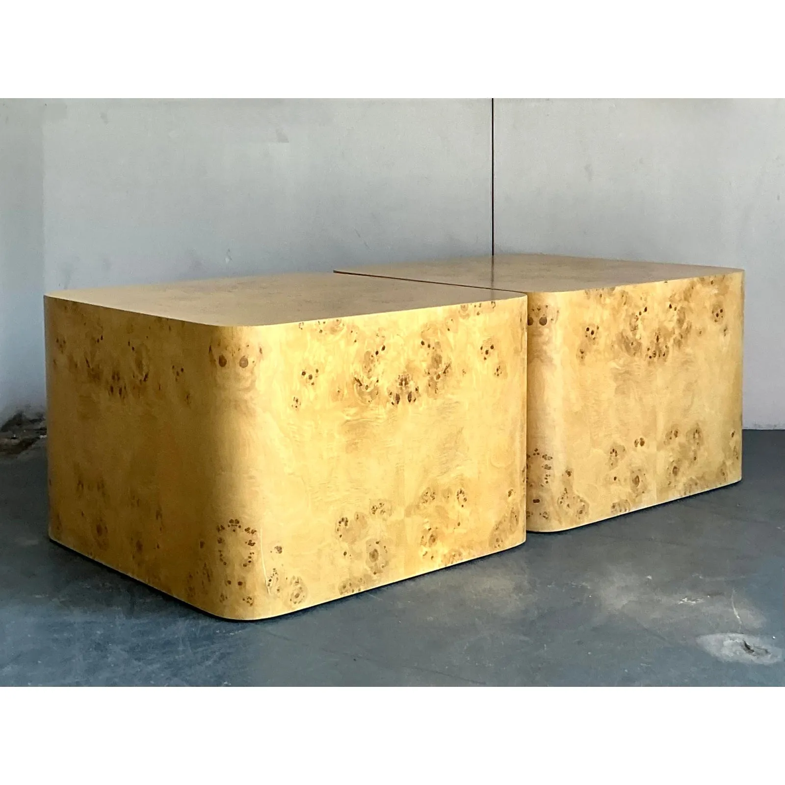 Vintage Boho Intrex Burl Wood Side Table - A Pair — additional photo 4