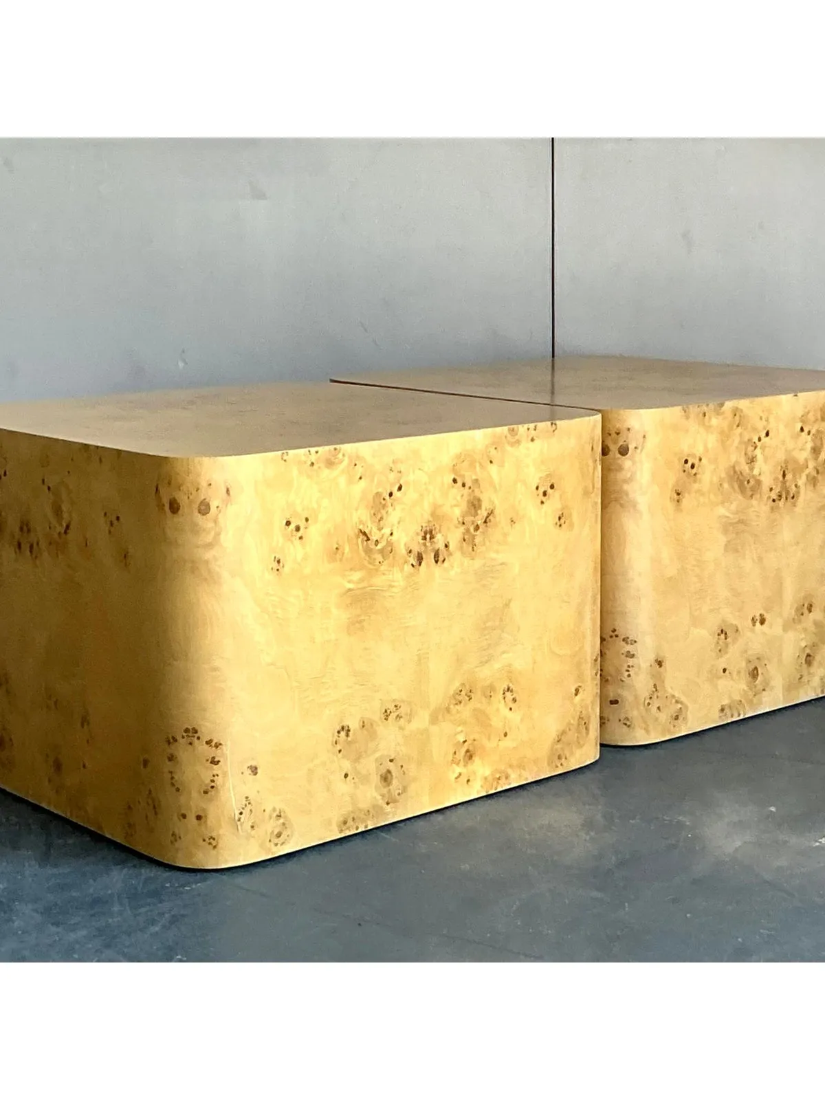 Vintage Boho Intrex Burl Wood Side Table - A Pair — additional photo 3