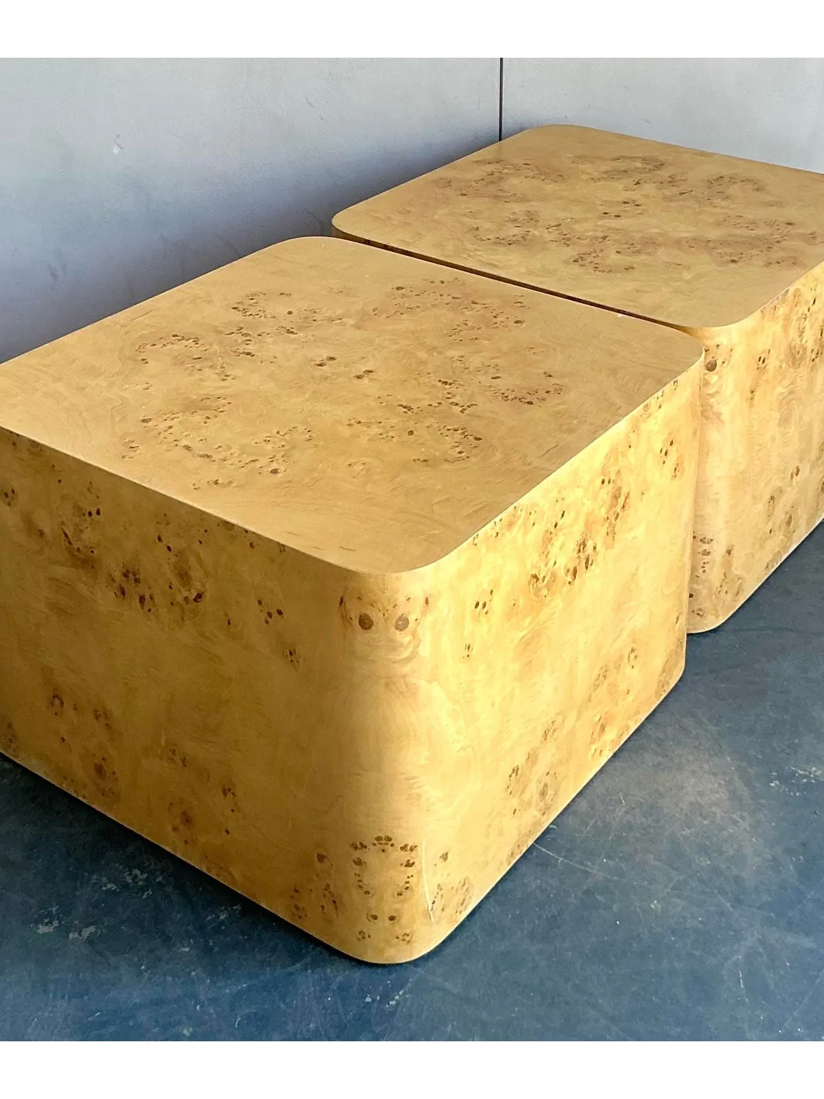 Vintage Boho Intrex Burl Wood Side Table - A Pair — additional photo 4