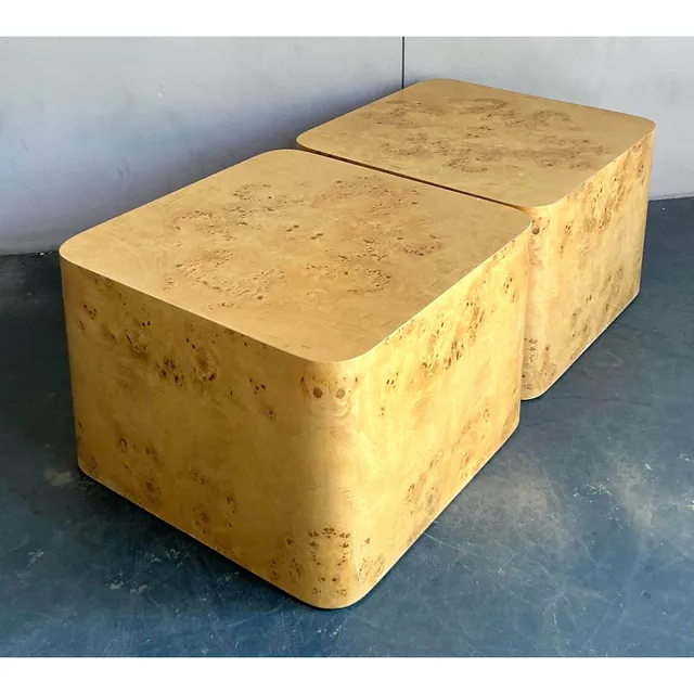 Vintage Boho Intrex Burl Wood Side Table - A Pair — additional photo 5
