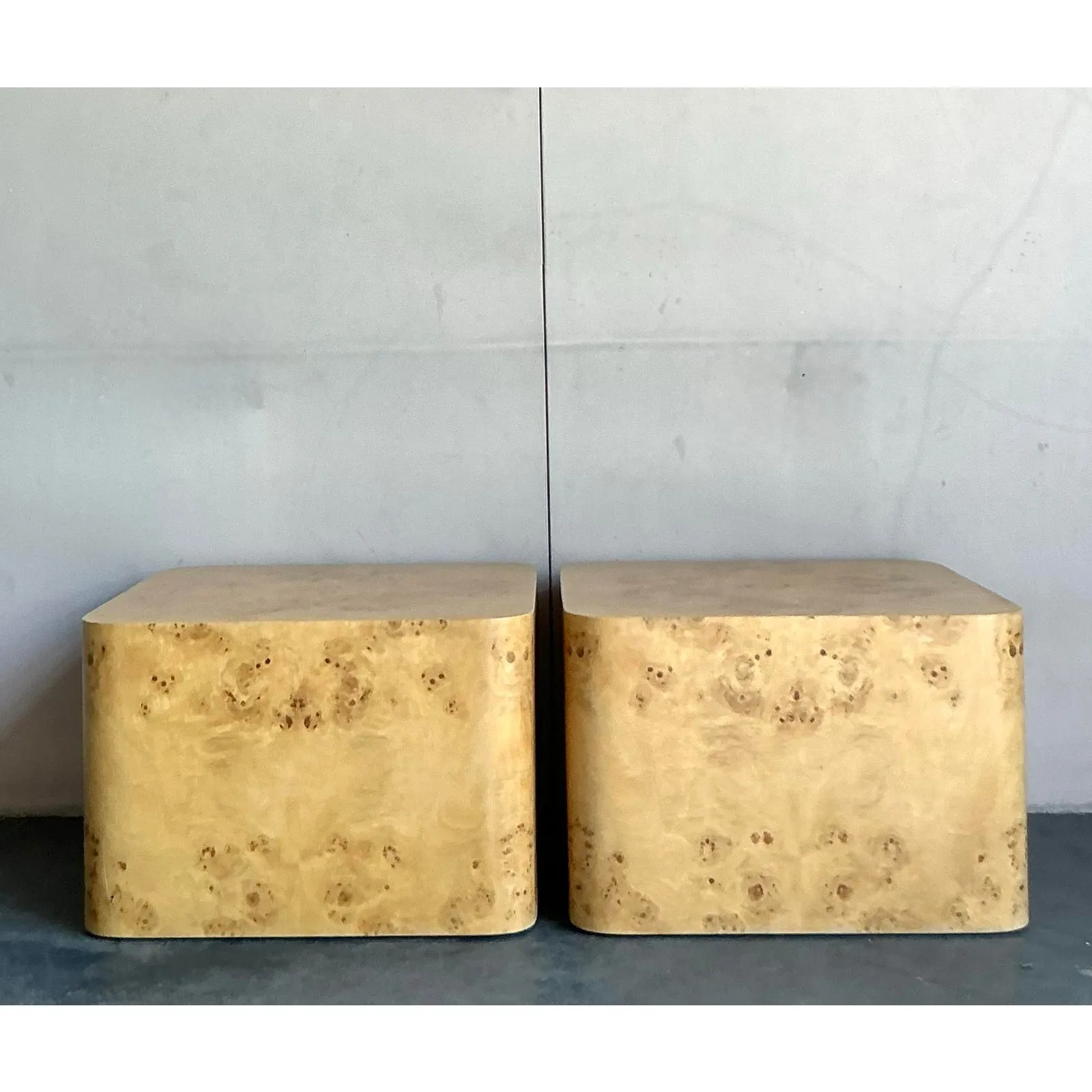 Vintage Boho Intrex Burl Wood Side Table - A Pair — additional photo 6