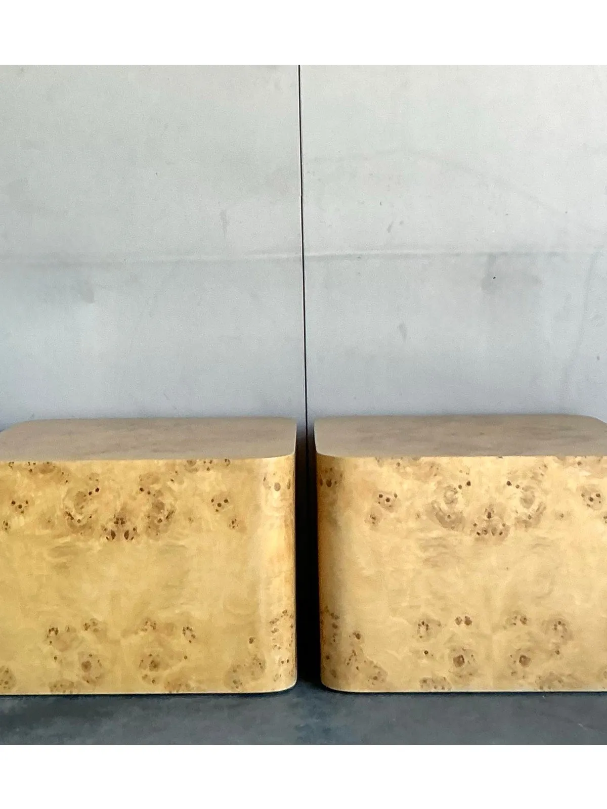 Vintage Boho Intrex Burl Wood Side Table - A Pair — additional photo 5