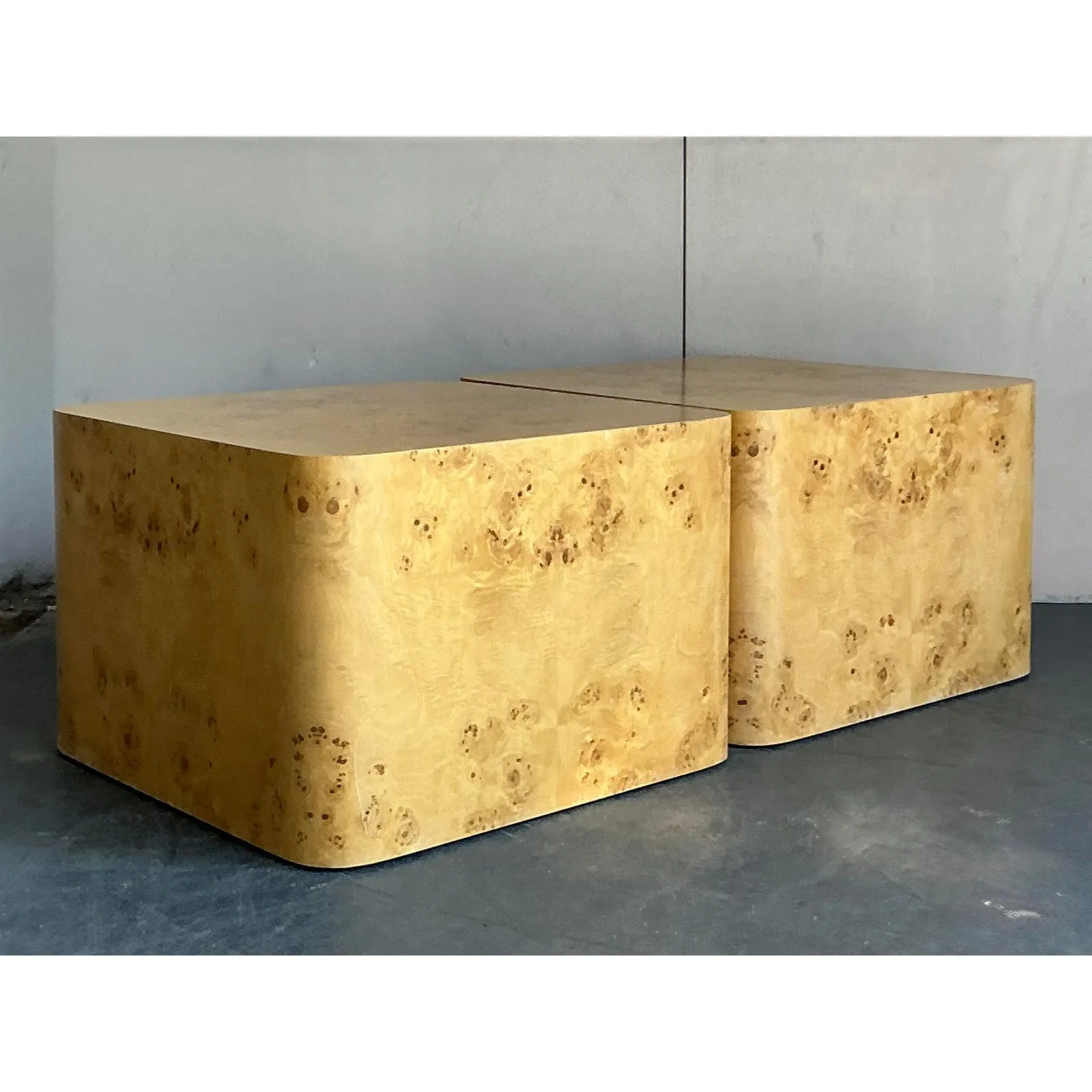 Vintage Boho Intrex Burl Wood Side Table - A Pair — additional photo 7