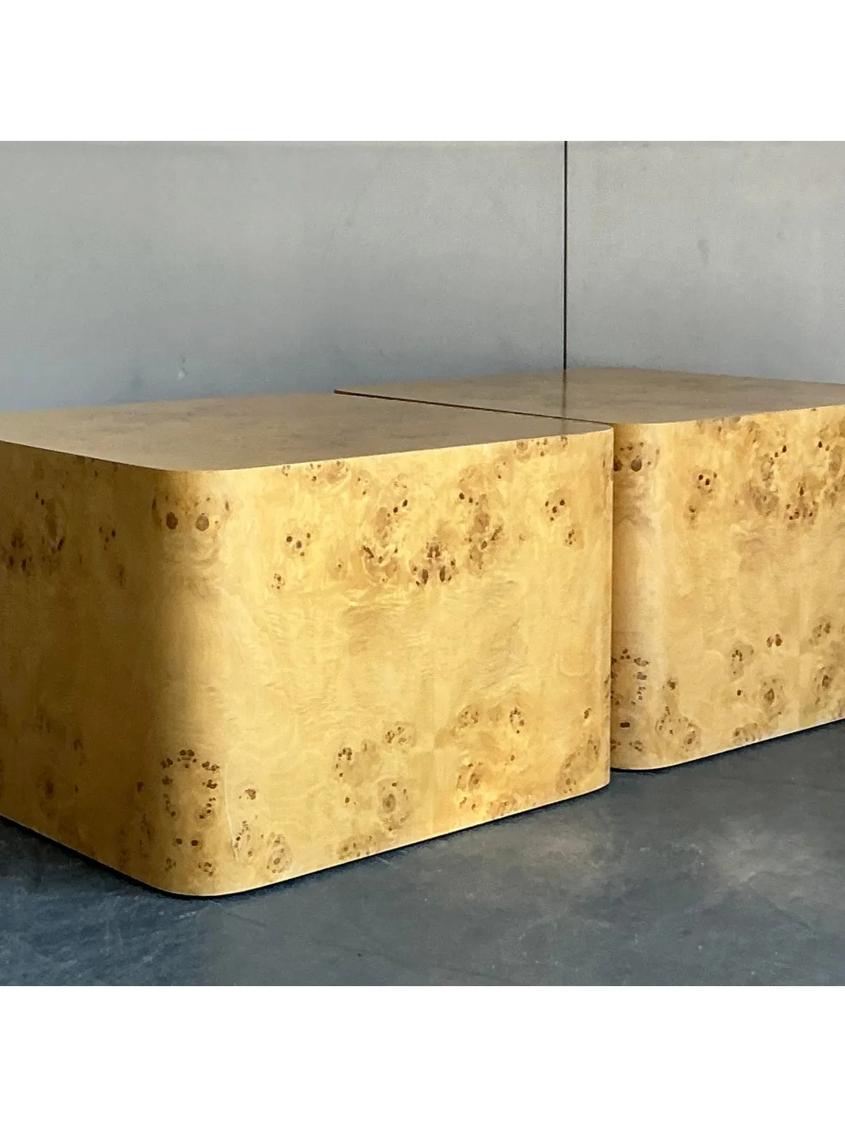 Vintage Boho Intrex Burl Wood Side Table - A Pair — additional photo 6