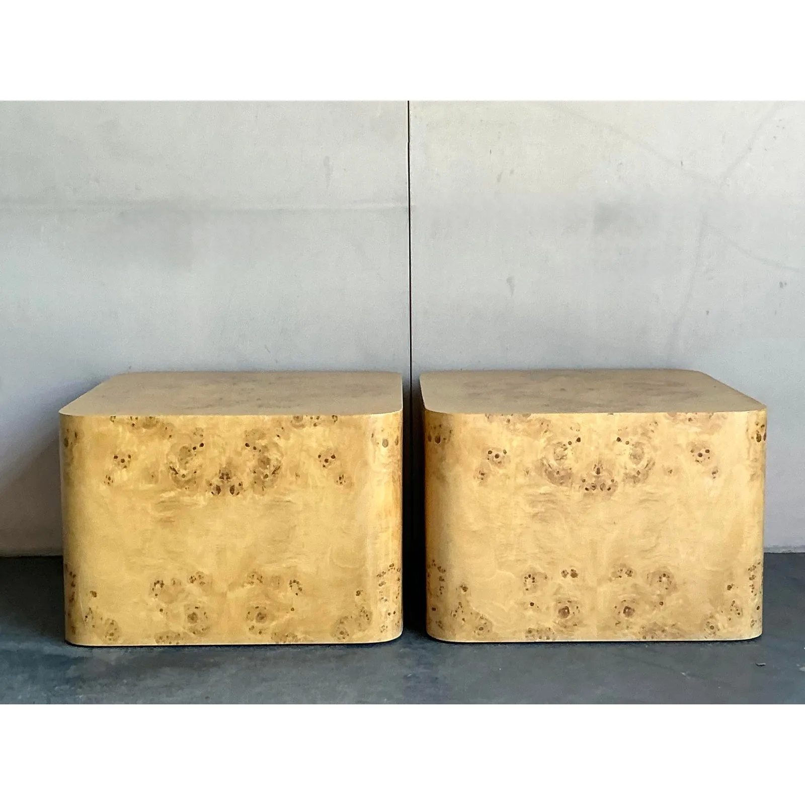 Vintage Boho Intrex Burl Wood Side Table - A Pair — additional photo 8