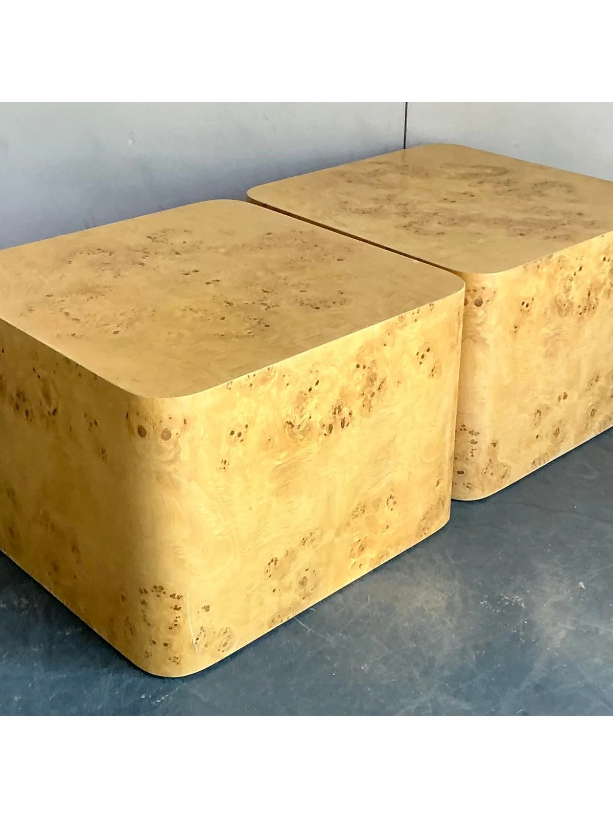 Vintage Boho Intrex Burl Wood Side Table - A Pair — additional photo 8
