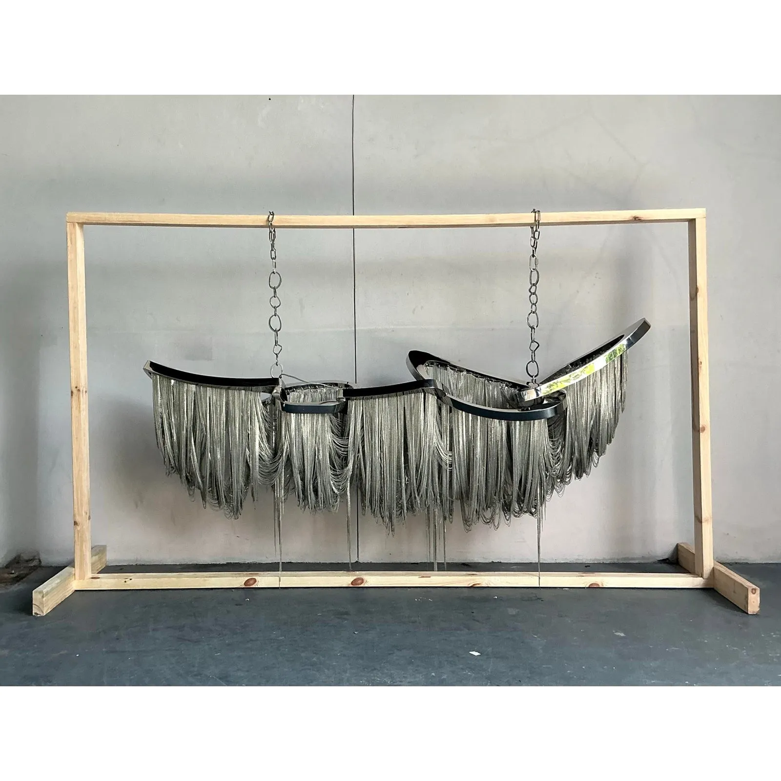 Vintage Boho Barlas Baylor “Pantheon” Monumental Nickel Swag Chain Chandelier — additional photo 4