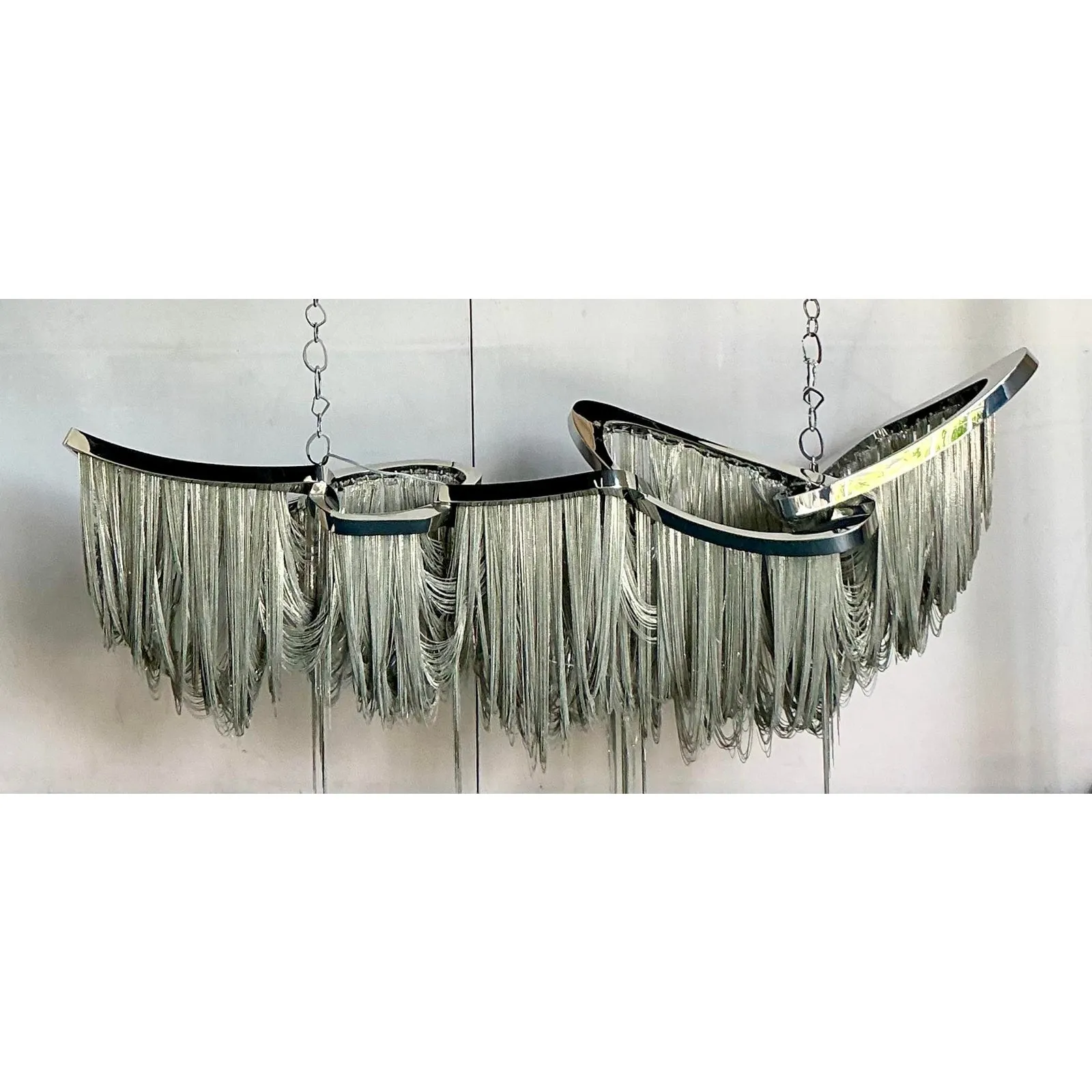 Vintage Boho Barlas Baylor “Pantheon” Monumental Nickel Swag Chain Chandelier — additional photo 2