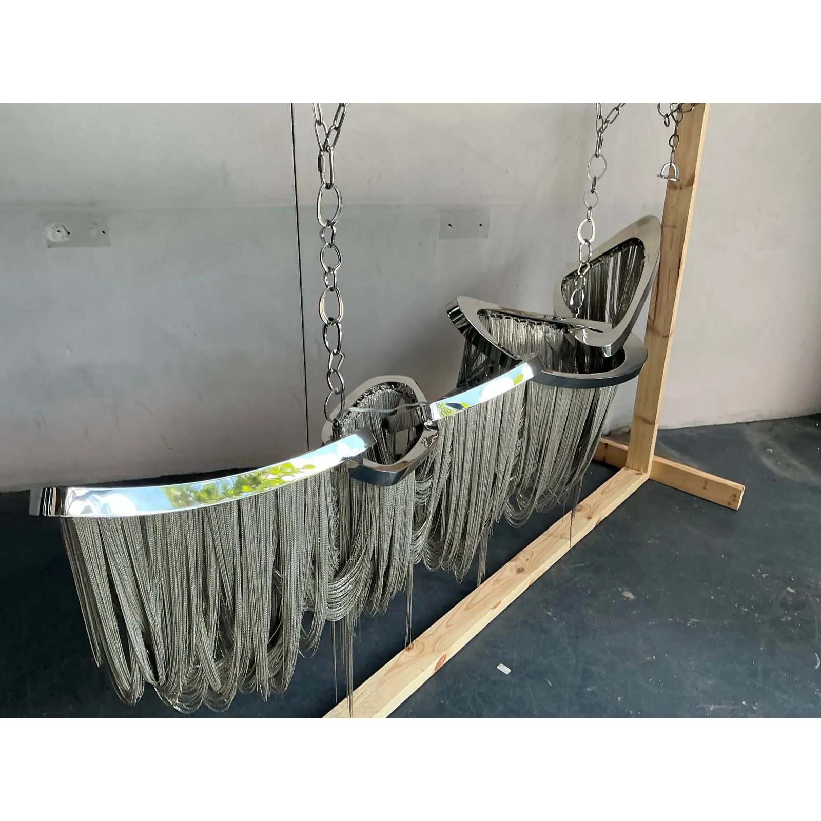 Vintage Boho Barlas Baylor “Pantheon” Monumental Nickel Swag Chain Chandelier — additional photo 7