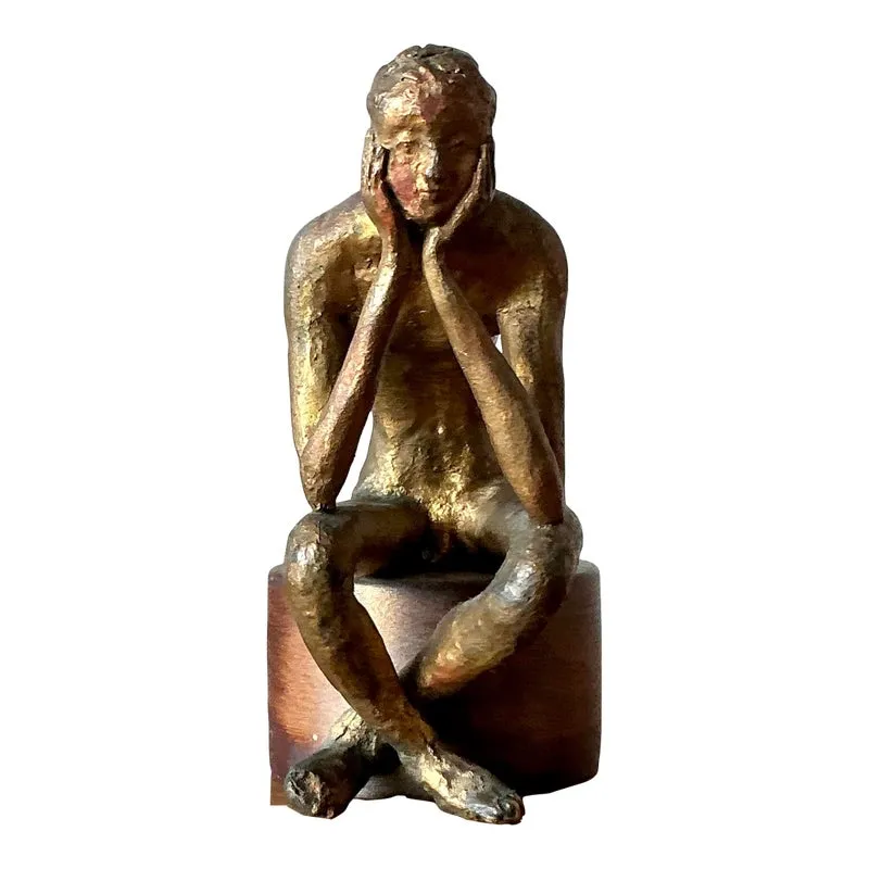 Vintage Boho 1957 Signed Sculpture of Man — additional photo 1