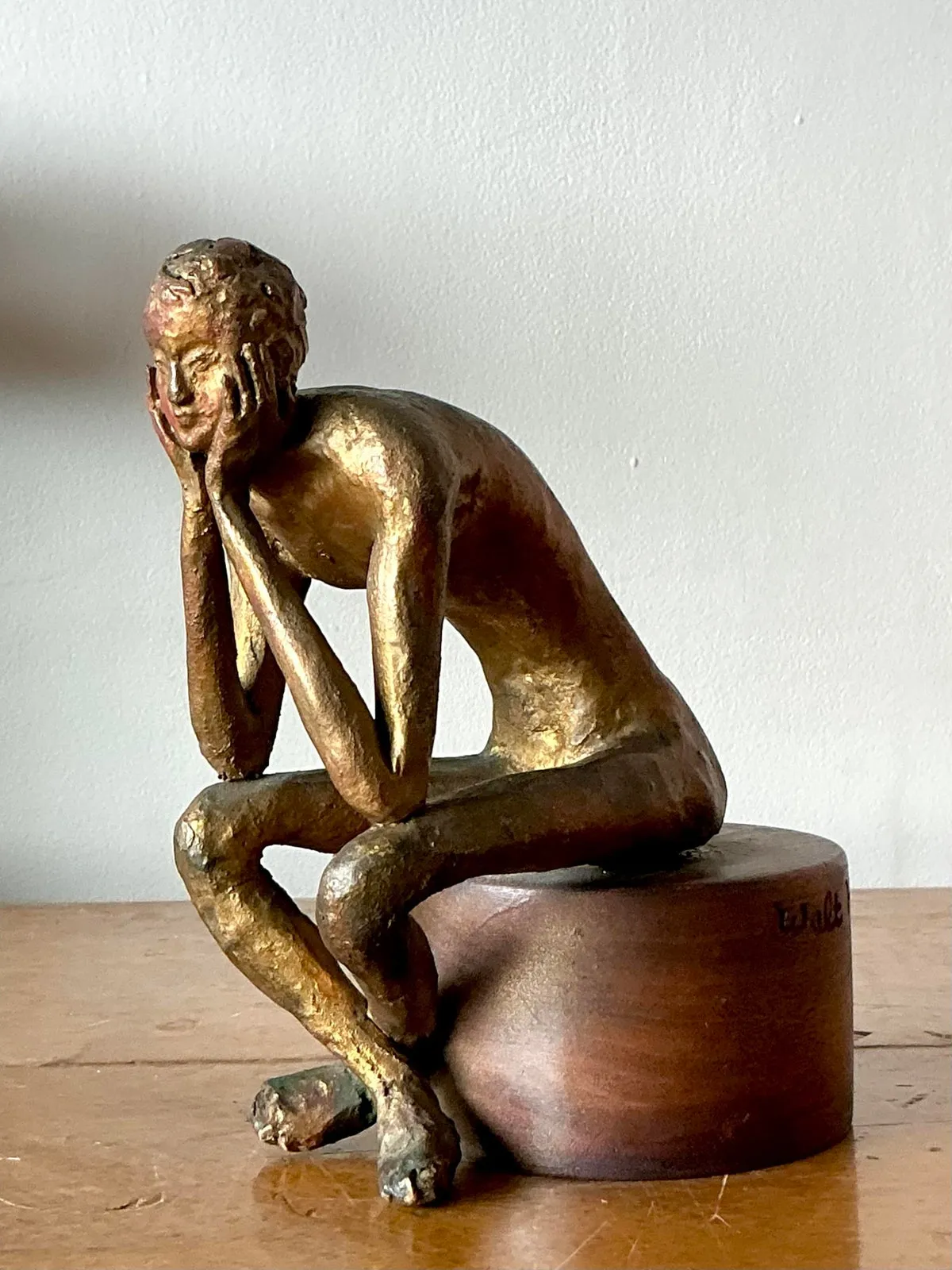 Vintage Boho 1957 Signed Sculpture of Man — additional photo 2