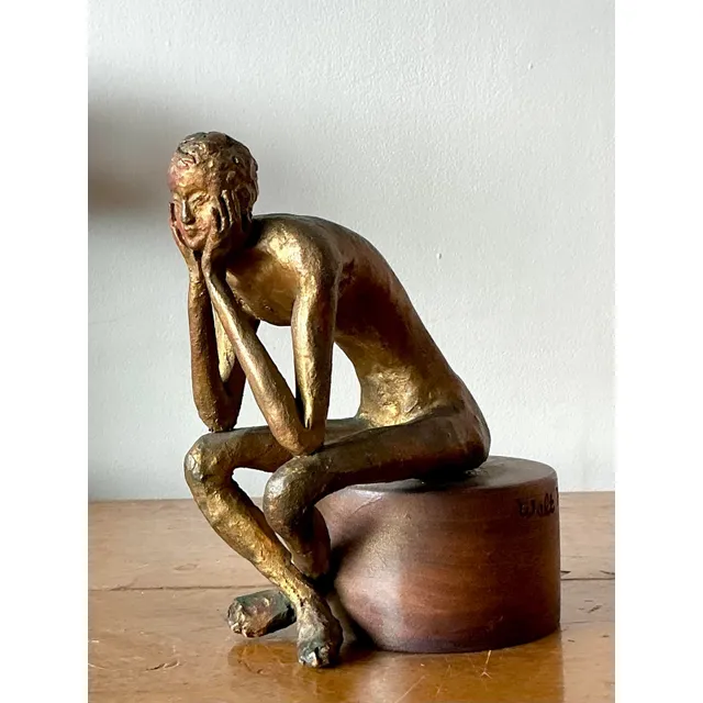 Vintage Boho 1957 Signed Sculpture of Man — additional photo 3
