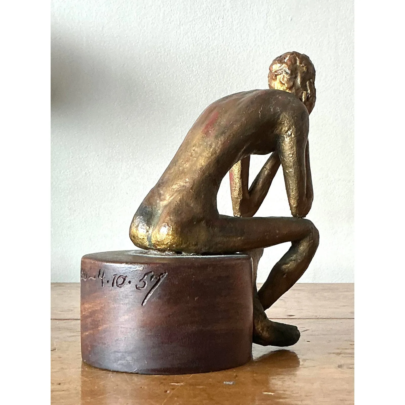 Vintage Boho 1957 Signed Sculpture of Man — additional photo 4