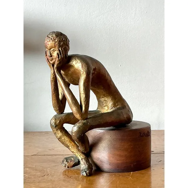 Vintage Boho 1957 Signed Sculpture of Man — additional photo 5