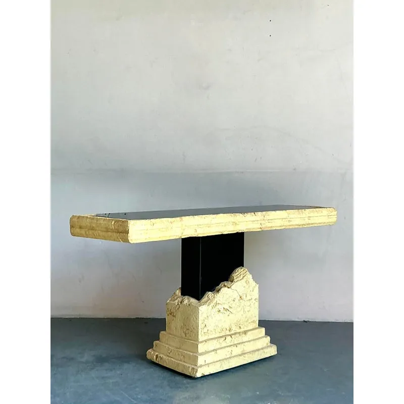 Vintage Postmodern Faux Coral Console Table - Side view