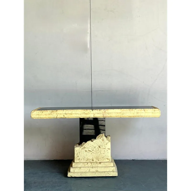 Vintage Postmodern Faux Coral Console Table - Back view