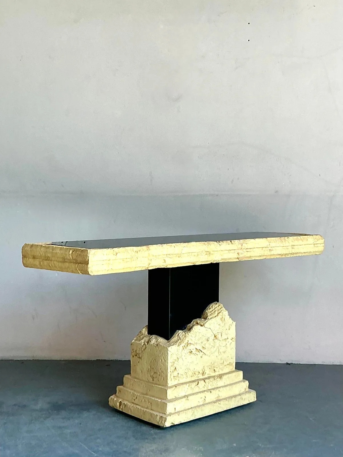 Vintage Postmodern Faux Coral Console Table - Interior view