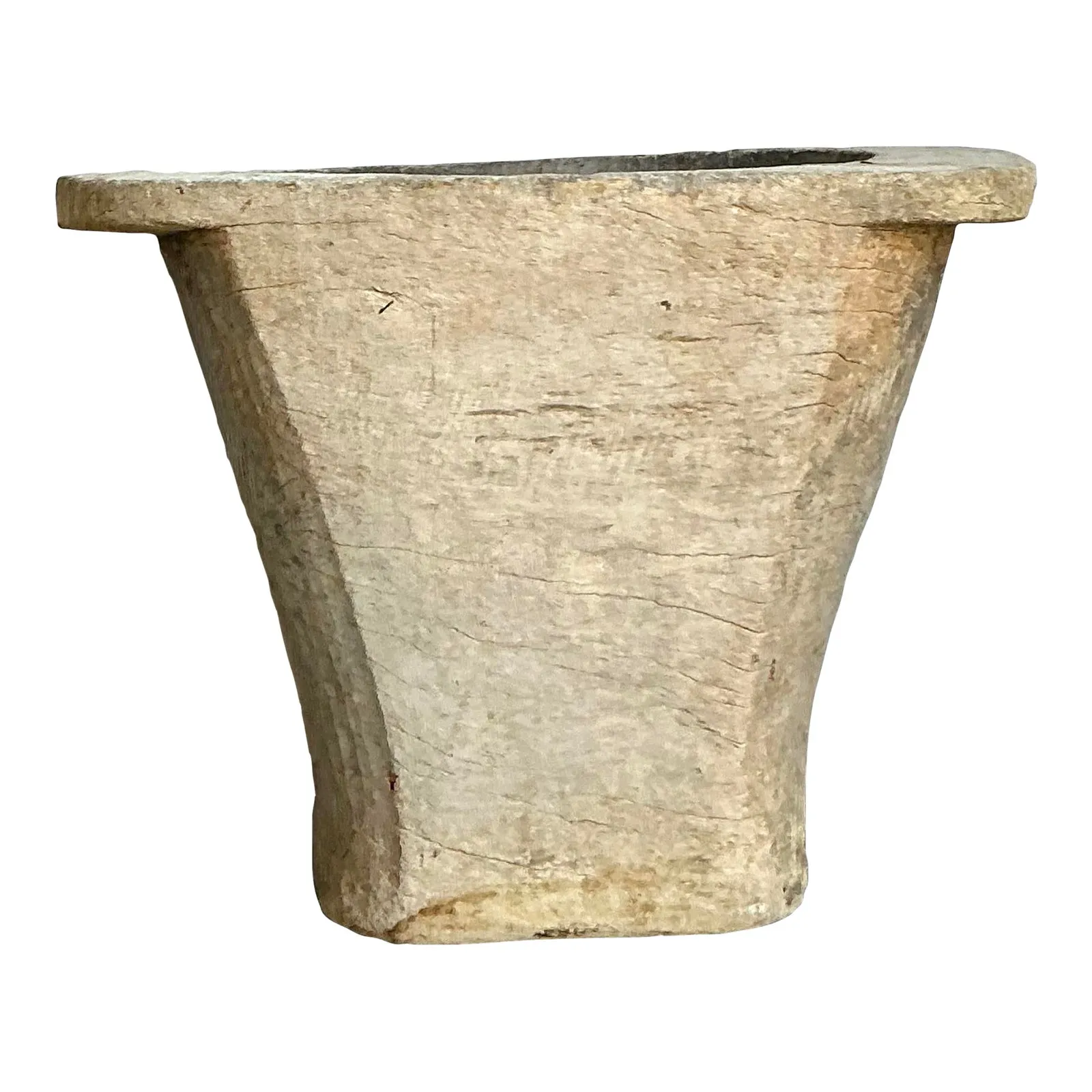 Vintage Boho Carved Coconut Trunk Planter — additional photo 1