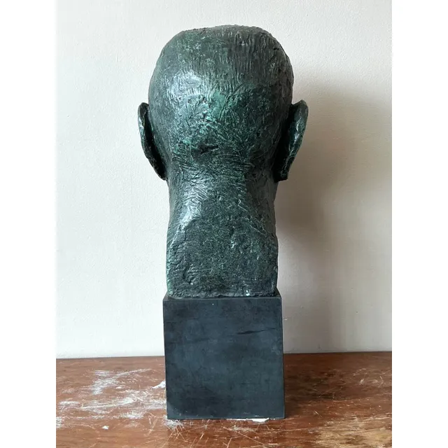 Mid 20th Century Vintage Boho Patinated Cast Plaster Bust of Man — additional photo 5