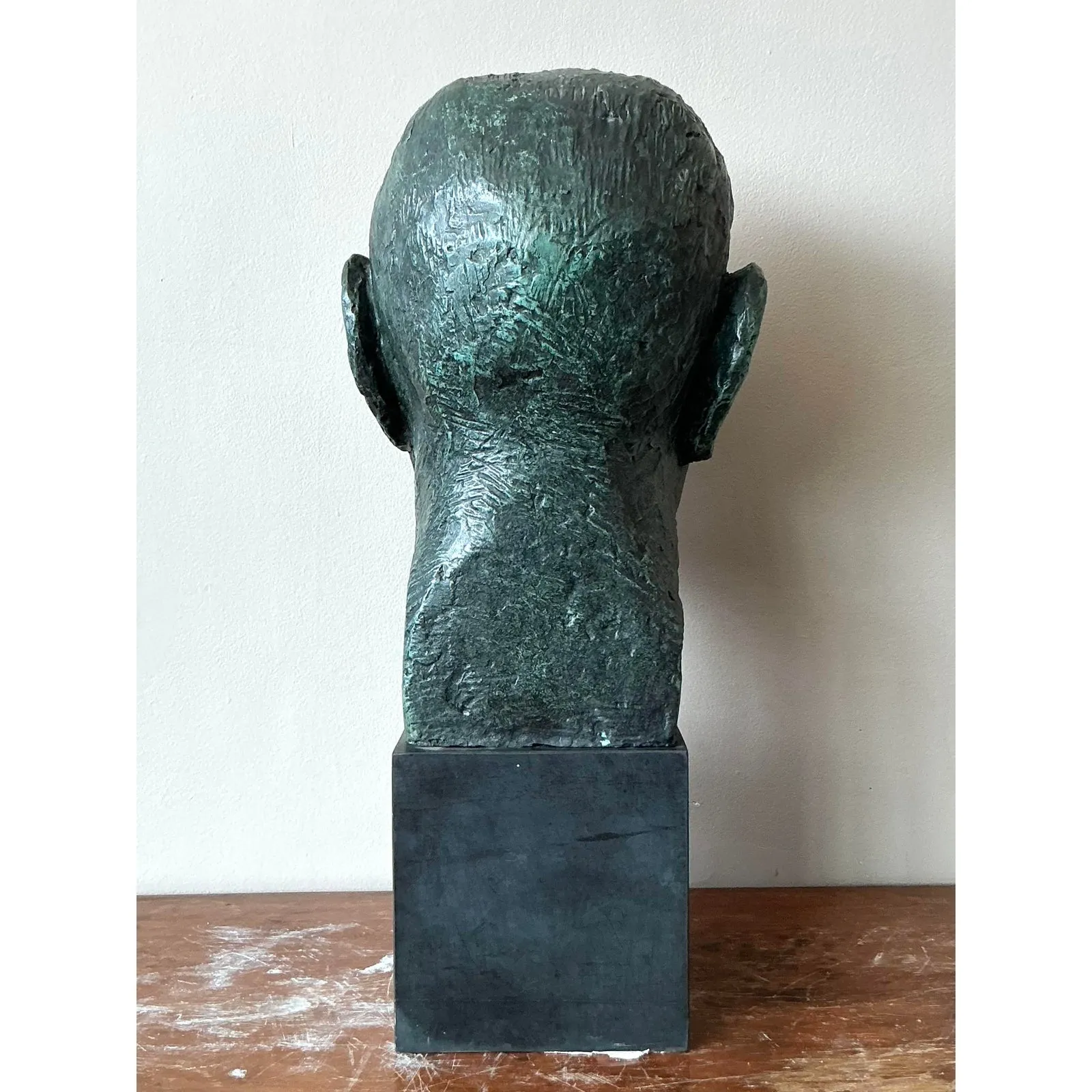 Mid 20th Century Vintage Boho Patinated Cast Plaster Bust of Man — additional photo 7