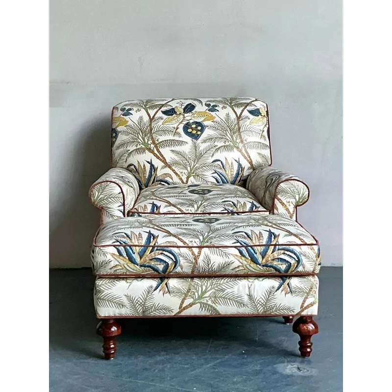 Vintage Boho Palm Tree Lounge Chair and Ottoman — additional photo 3