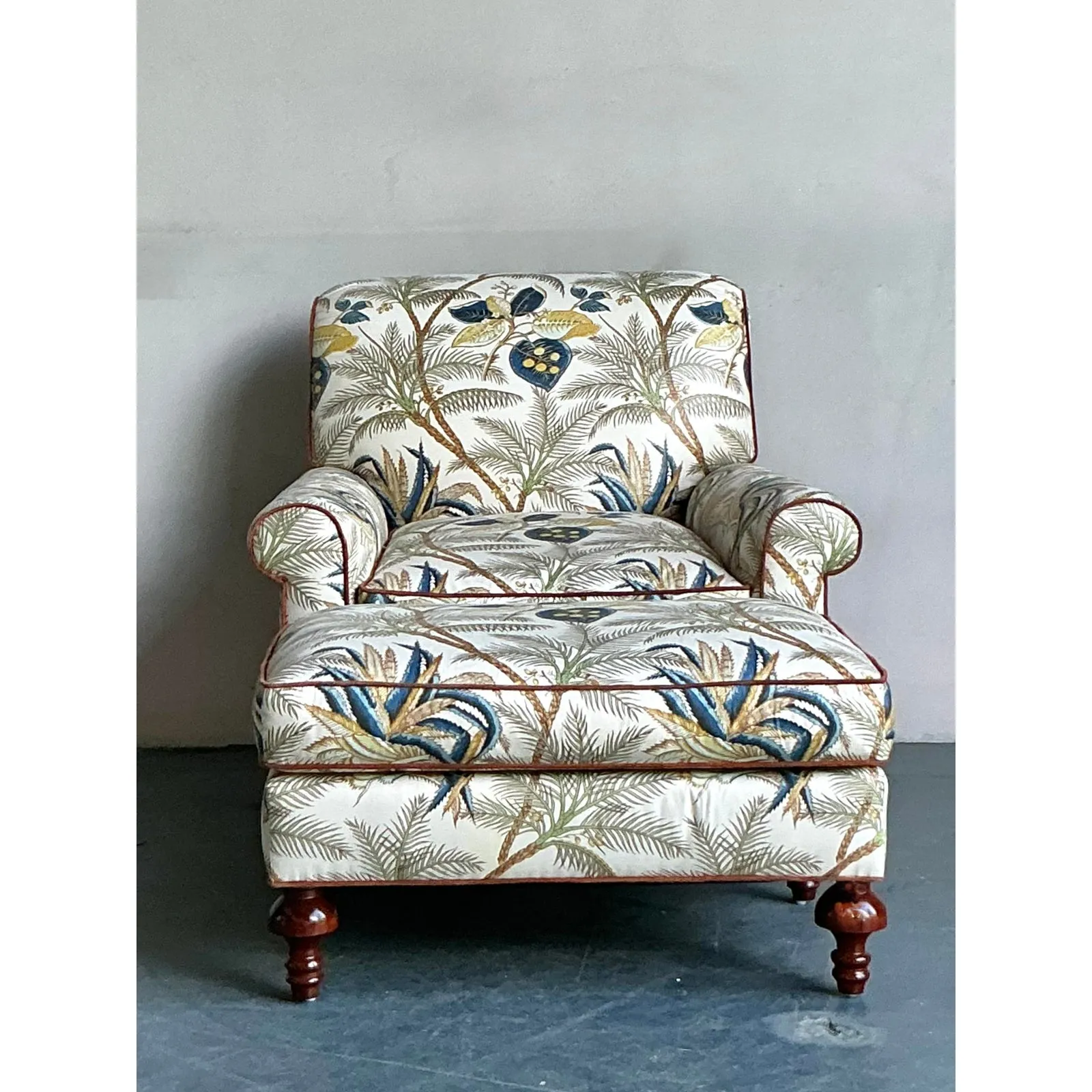 Vintage Boho Palm Tree Lounge Chair and Ottoman — additional photo 5