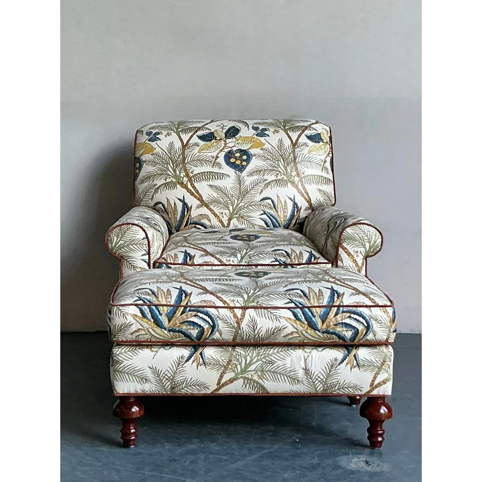 Vintage Boho Palm Tree Lounge Chair and Ottoman — additional photo 8