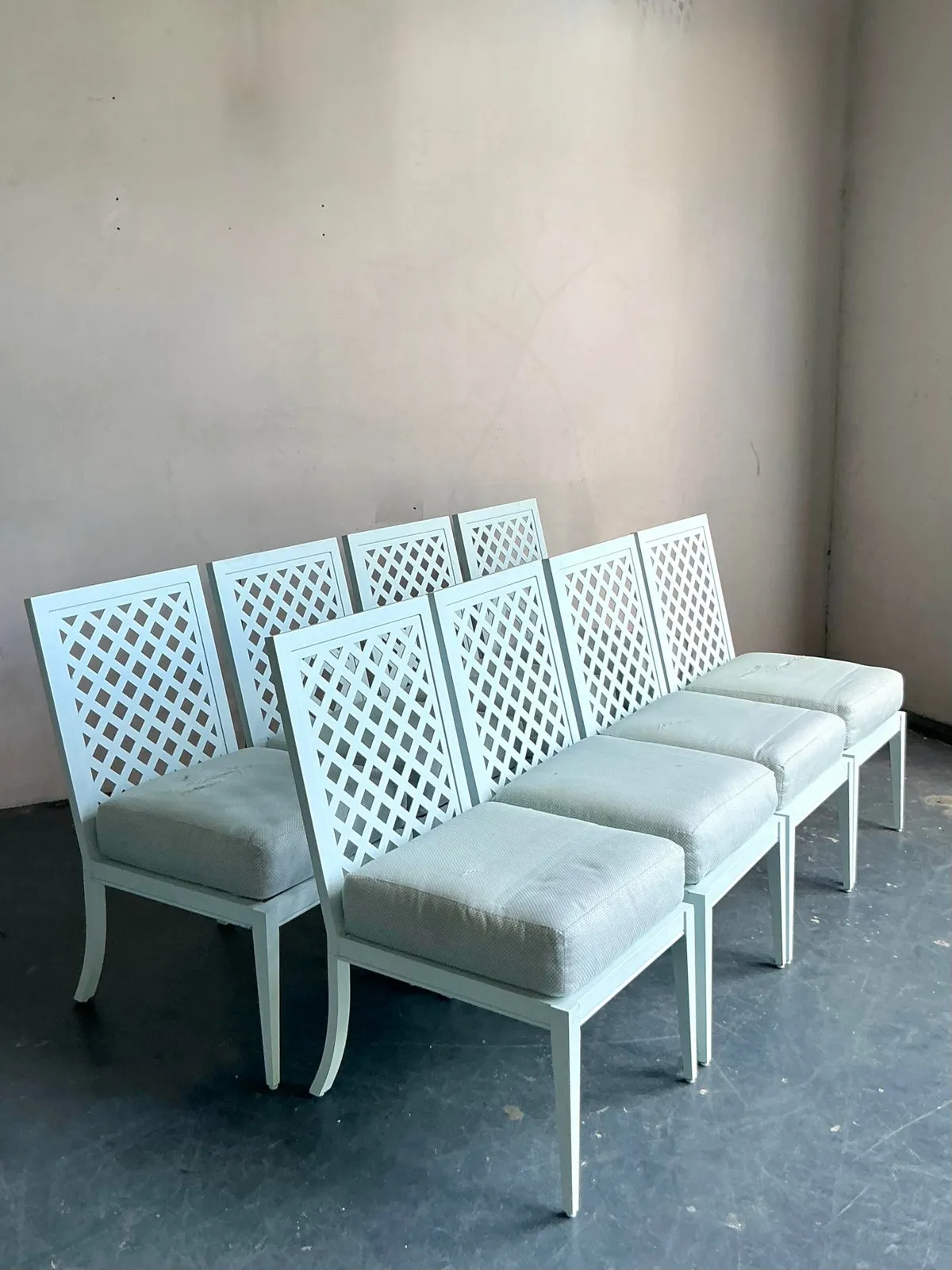 Vintage Boho McKinnon Harris Trellis Cast Aluminum Dining Chairs - Set of 8 — additional photo 1