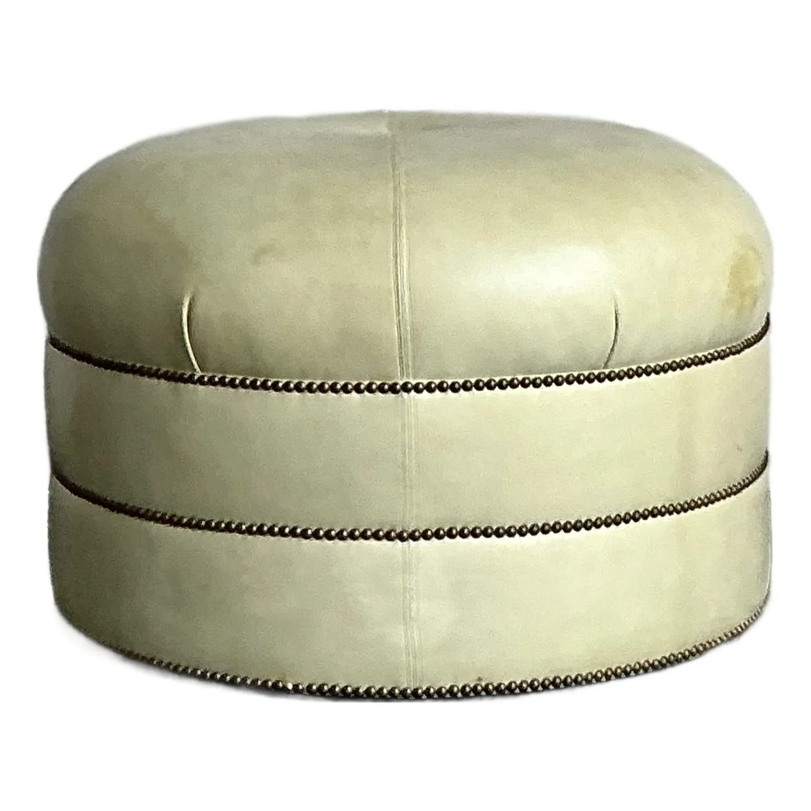 Vintage Regency Tufted Leather Ottoman — additional photo 1