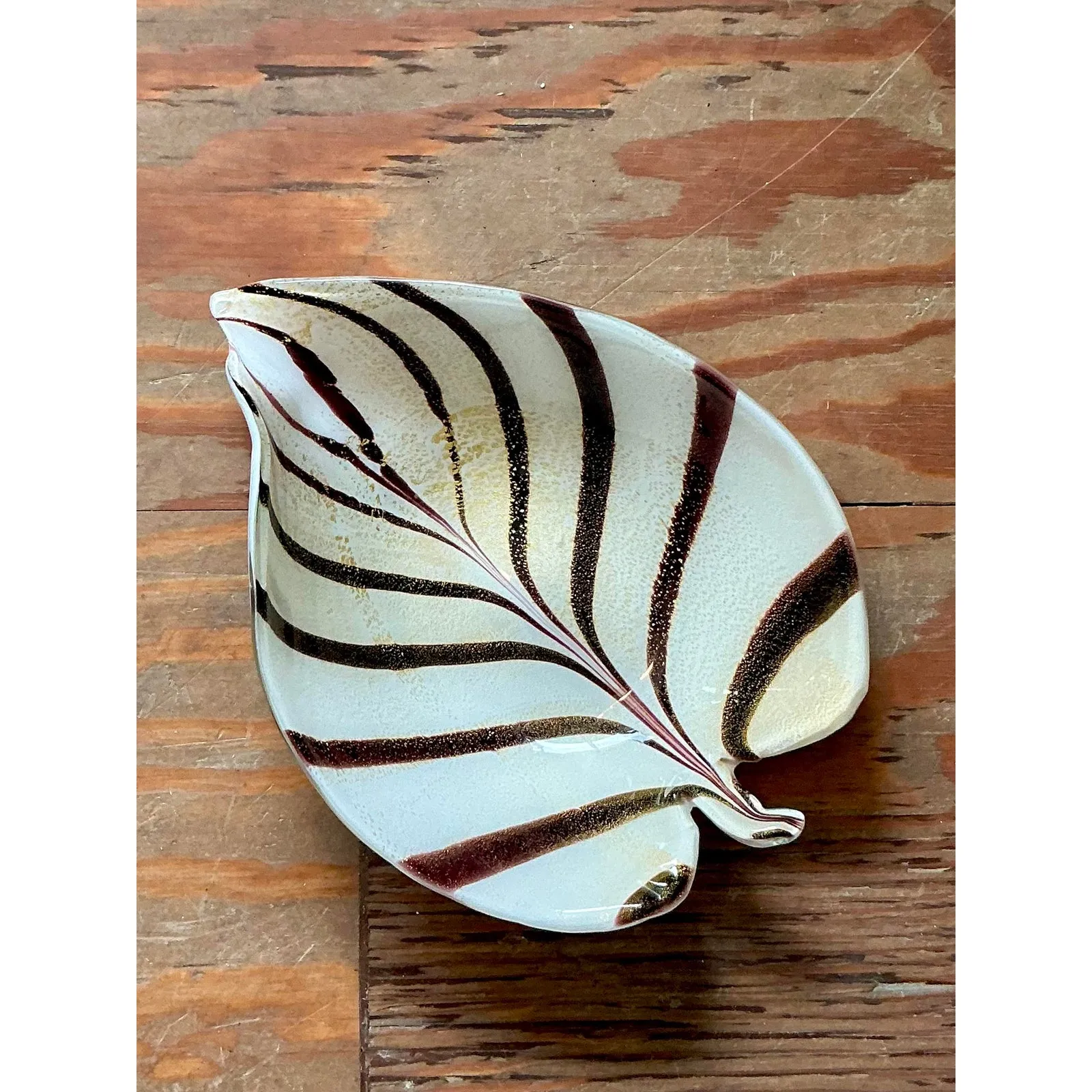 Vintage Italian Striped Glass Bowl After Murano — additional photo 2