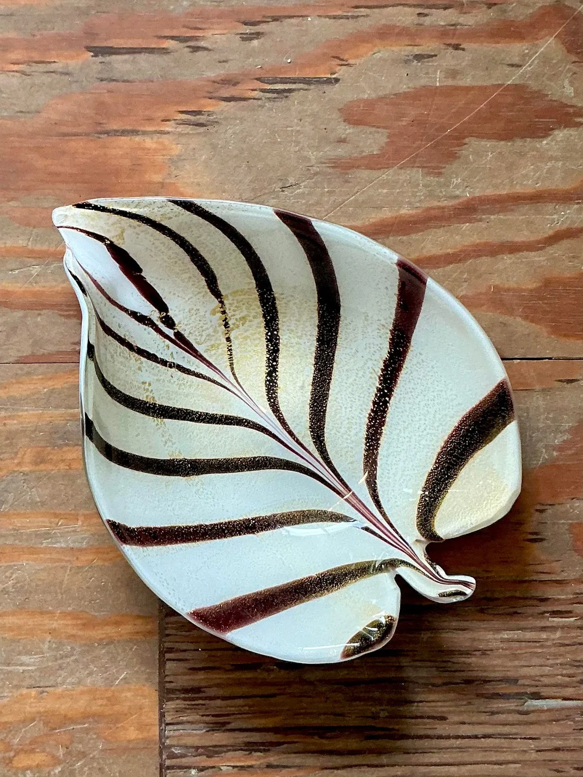 Vintage Italian Striped Glass Bowl After Murano — additional photo 1