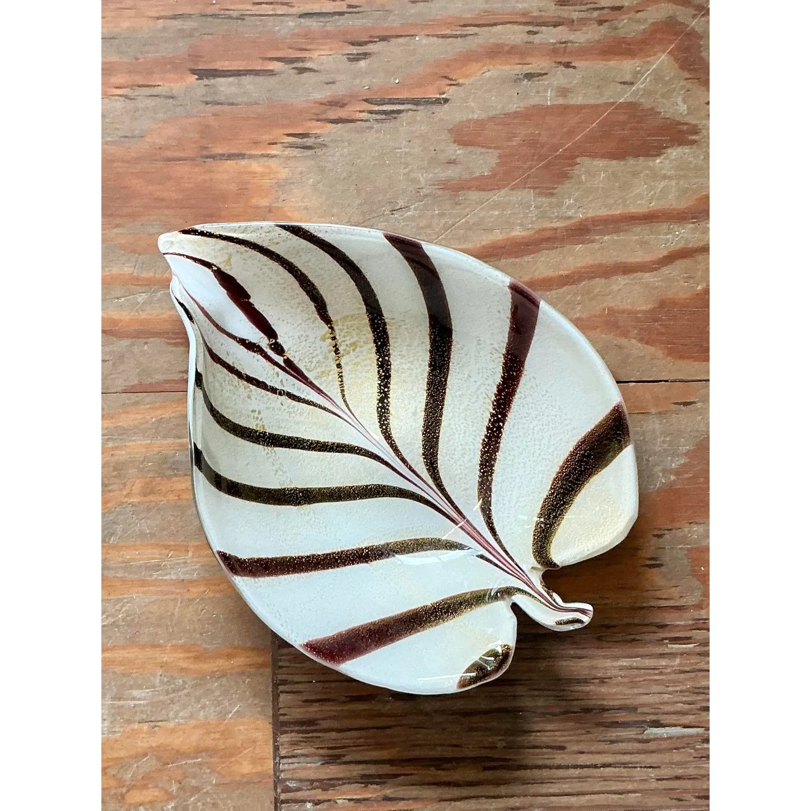 Vintage Italian Striped Glass Bowl After Murano — additional photo 3