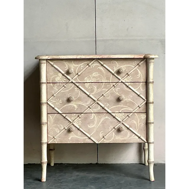 Vintage Italian Patina Hand Painted Trellis Chest of Drawers — additional photo 4