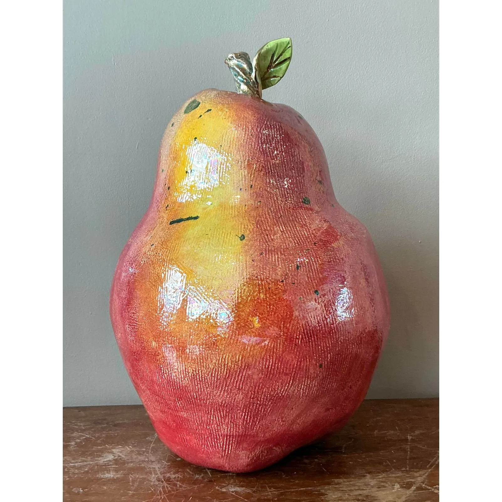 Vintage Regency Monumental Glazed Ceramic Pear — additional photo 2