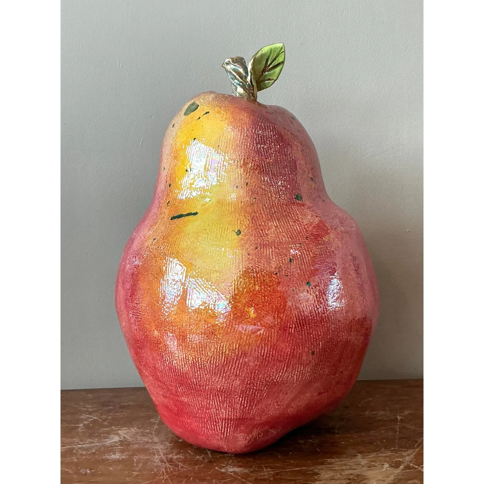 Vintage Regency Monumental Glazed Ceramic Pear — additional photo 8