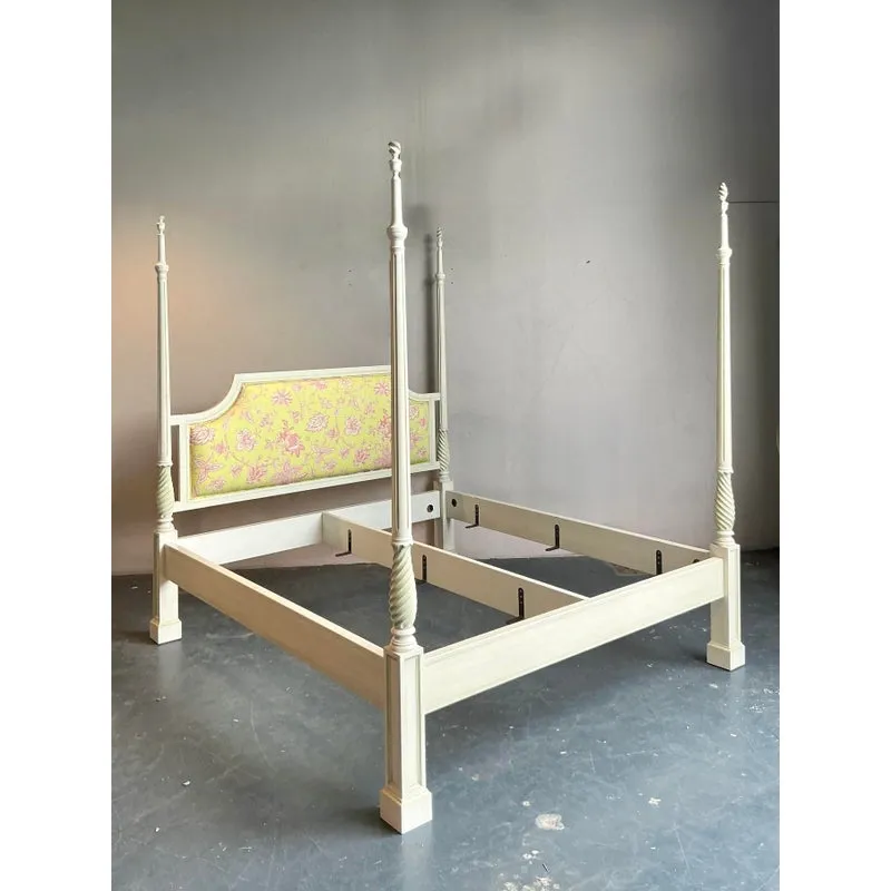 Vintage Italian Patina Turned Wood Poster Bed — additional photo 2