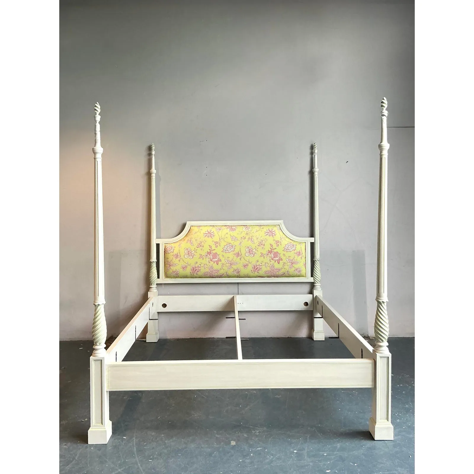 Vintage Italian Patina Turned Wood Poster Bed — additional photo 1