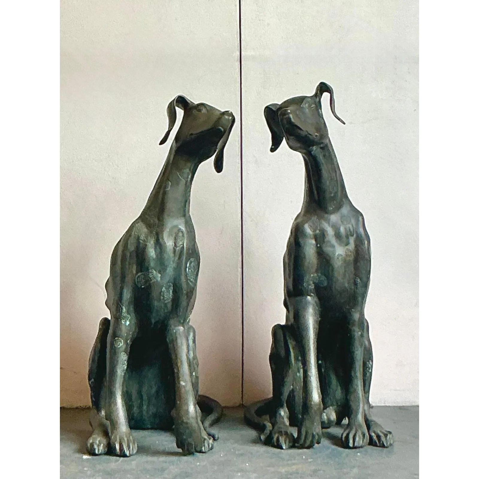 Vintage Boho Monumental Cast Bronze Dogs - A Pair — additional photo 2