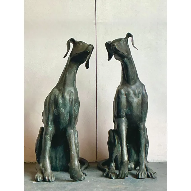 Vintage Boho Monumental Cast Bronze Dogs - A Pair — additional photo 2