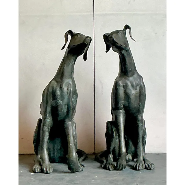 Vintage Boho Monumental Cast Bronze Dogs - A Pair — additional photo 4