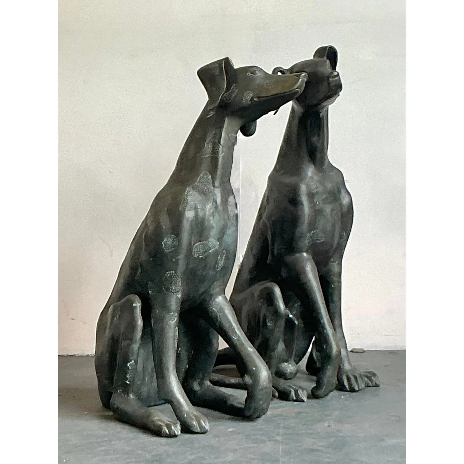 Vintage Boho Monumental Cast Bronze Dogs - A Pair — additional photo 6