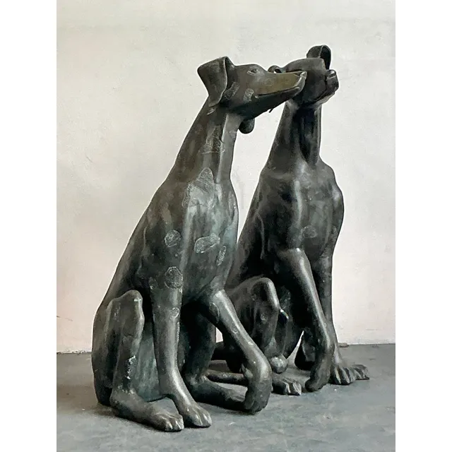 Vintage Boho Monumental Cast Bronze Dogs - A Pair — additional photo 7